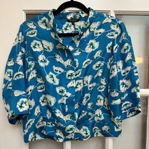 Tara Jarmon 100% Silk Vibrant Floral Button-Up Blouse Women’s Size 38 EU S US